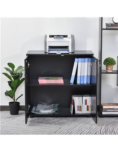 Vinsetto 2-Tier Locking Office Storage Cabinet File Organisation w/ Feet Melamine Coating Aluminium Handles 2 Keys Stylish Black