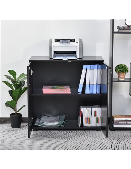 Vinsetto 2-Tier Locking Office Storage Cabinet File Organisation w/ Feet Melamine Coating Aluminium Handles 2 Keys Stylish Black - pic 58304 | FastDaddyshop