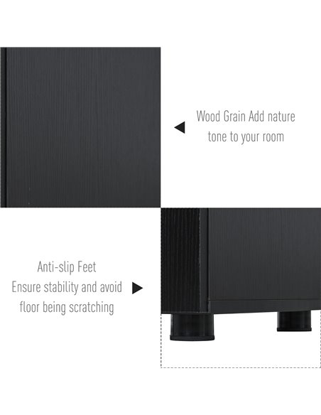 Vinsetto 2-Tier Locking Office Storage Cabinet File Organisation w/ Feet Melamine Coating Aluminium Handles 2 Keys Stylish Black - pic 58306 | FastDaddyshop