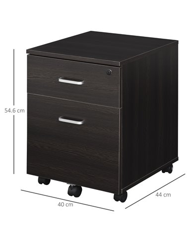 Vinsetto Mobile File Cabinet with 2 Drawers, Locking, Rolling Office Filing Cabinet on 5 Wheels, Black 924-023BK