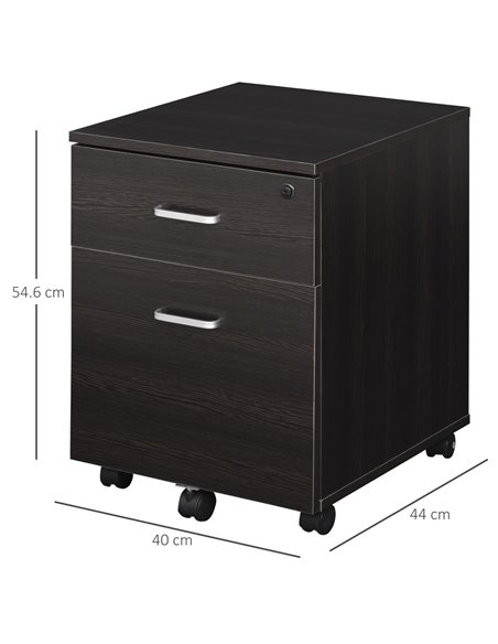 Vinsetto Mobile File Cabinet with 2 Drawers, Locking, Rolling Office Filing Cabinet on 5 Wheels, Black 924-023BK - pic 58329 | FastDaddyshop