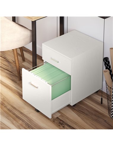 Vinsetto 2-Drawer Locking Office Filing Cabinet w/ 5 Wheels Rolling Storage Hanging Legal Letter Files Cupboard Home Organisatio