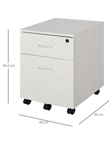 Vinsetto 2-Drawer Locking Office Filing Cabinet w/ 5 Wheels Rolling Storage Hanging Legal Letter Files Cupboard Home Organisatio