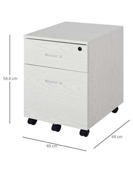 Vinsetto 2-Drawer Locking Office Filing Cabinet w/ 5 Wheels Rolling Storage Hanging Legal Letter Files Cupboard Home Organisatio - pic 58338 | FastDaddyshop