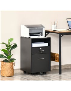 Vinsetto Mobile File Cabinet Lockable Storage Unit, Black 924-030BK 2