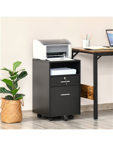 Vinsetto Mobile File Cabinet Lockable Storage Unit Cupboard Home Filing Furniture for Office, Bedroom and Living Room, 39.5x40x6