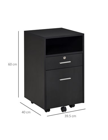 Vinsetto Mobile File Cabinet Lockable Storage Unit Cupboard Home Filing Furniture for Office, Bedroom and Living Room, 39.5x40x6