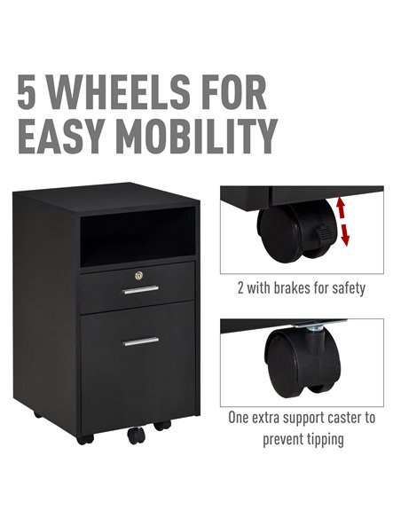 Vinsetto Mobile File Cabinet Lockable Storage Unit Cupboard Home Filing Furniture for Office, Bedroom and Living Room, 39.5x40x6 - pic 58349 | FastDaddyshop