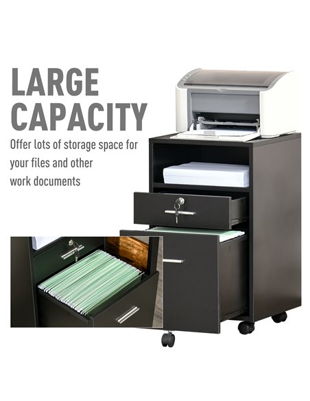 Vinsetto Mobile File Cabinet Lockable Storage Unit Cupboard Home Filing Furniture for Office, Bedroom and Living Room, 39.5x40x6 - pic 58350 | FastDaddyshop