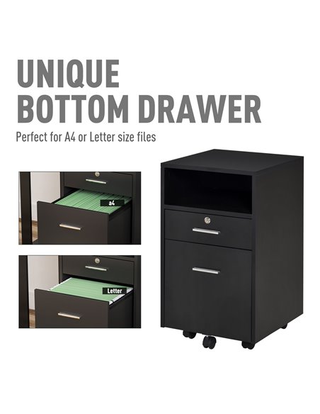 Vinsetto Mobile File Cabinet Lockable Storage Unit Cupboard Home Filing Furniture for Office, Bedroom and Living Room, 39.5x40x6 - pic 58351 | FastDaddyshop
