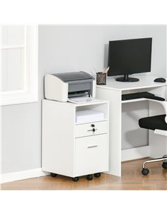 Vinsetto Lockable Mobile File Cabinet Storage Cupboard, White 924-030WT 2