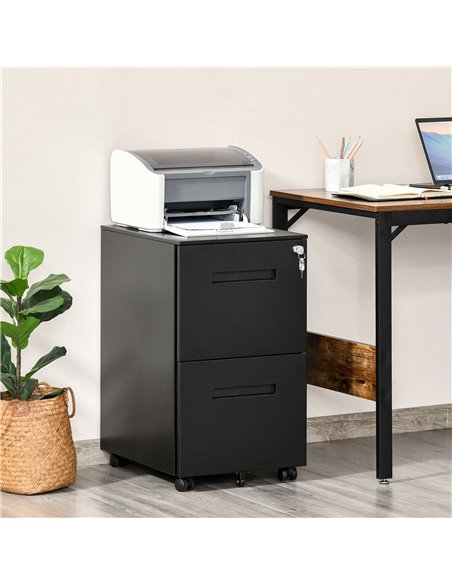 Vinsetto 2-Drawer Mobile File Cabinet for A4 File, Mobile File Cabinet Vertical Organizer Filing Furniture with Adjustable Parti - pic 58364 | FastDaddyshop