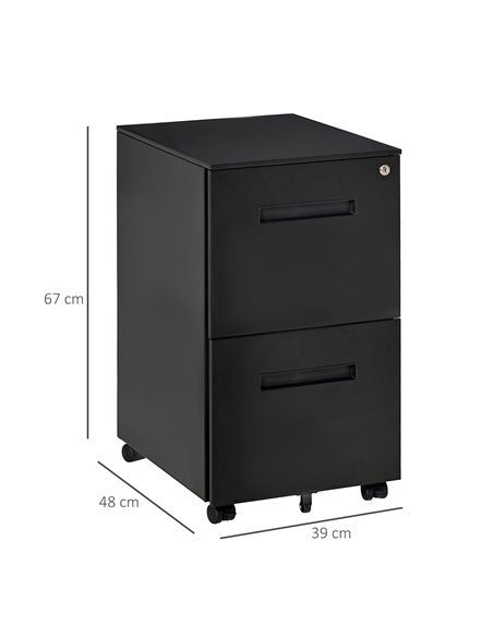 Vinsetto 2-Drawer Mobile File Cabinet for A4 File, Mobile File Cabinet Vertical Organizer Filing Furniture with Adjustable Parti - pic 58365 | FastDaddyshop