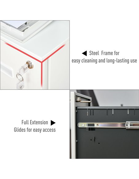 Vinsetto Mobile File Cabinet Vertical Home Office Organizer Filing Furniture with Adjustable Partition for A4 Letter Size, Locka - pic 58377 | FastDaddyshop