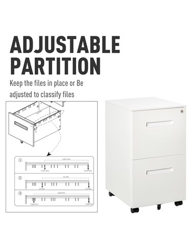Vinsetto Mobile File Cabinet Vertical Home Office Organizer Filing Furniture with Adjustable Partition for A4 Letter Size, Locka