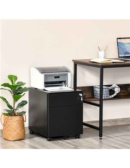 Vinsetto Steel Vertical File Cabinet, Lockable with Pencil Tray and Casters, for A4, Letters, Legal Files, 39 x 48 x 48.5cm 924- - pic 58382 | FastDaddyshop