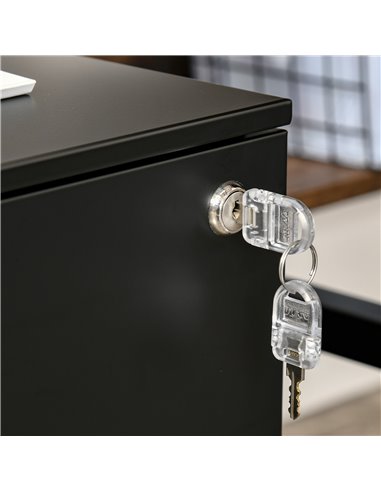 Vinsetto Steel Vertical File Cabinet, Lockable with Pencil Tray and Casters, for A4, Letters, Legal Files, 39 x 48 x 48.5cm 924-