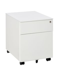 Vinsetto Vertical File Cabinet Steel Lockable with Pencil Tray and Casters, White 924-033WT