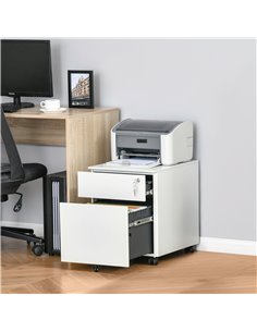 Vinsetto Vertical File Cabinet Steel Lockable with Pencil Tray and Casters, White 924-033WT 2