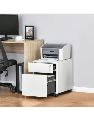 Vinsetto Vertical File Cabinet Steel Lockable with Pencil Tray and Casters Home Filing Furniture for A4, Letters and Legal-sized