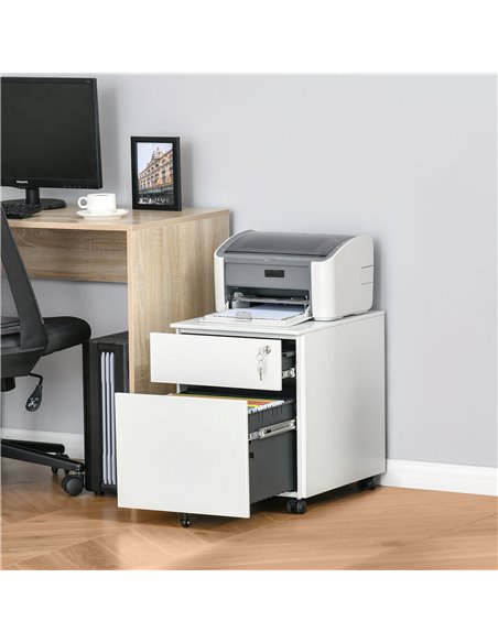 Vinsetto Vertical File Cabinet Steel Lockable with Pencil Tray and Casters Home Filing Furniture for A4, Letters and Legal-sized - pic 58391 | FastDaddyshop