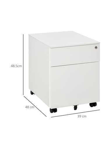 Vinsetto Vertical File Cabinet Steel Lockable with Pencil Tray and Casters Home Filing Furniture for A4, Letters and Legal-sized