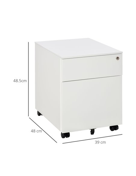 Vinsetto Vertical File Cabinet Steel Lockable with Pencil Tray and Casters Home Filing Furniture for A4, Letters and Legal-sized - pic 58392 | FastDaddyshop