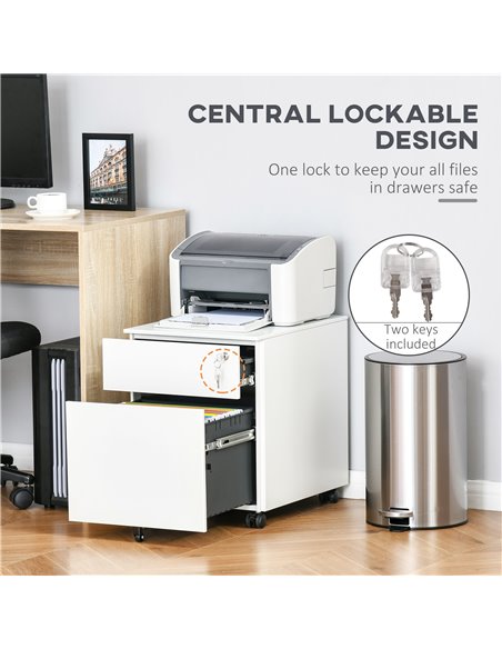 Vinsetto Vertical File Cabinet Steel Lockable with Pencil Tray and Casters Home Filing Furniture for A4, Letters and Legal-sized - pic 58393 | FastDaddyshop