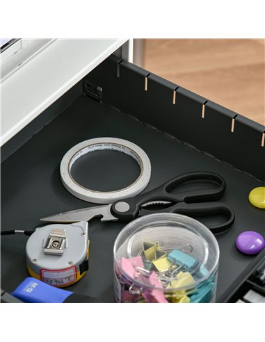 Vinsetto Vertical File Cabinet Steel Lockable with Pencil Tray and Casters Home Filing Furniture for A4, Letters and Legal-sized