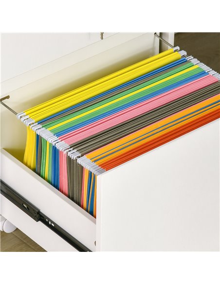 Vinsetto 2-Drawer Filing Cabinet with Lock, Mobile File Cabinet with Hanging Bars for A4 Size and Wheels, Home Office Study, Whi - pic 58415 | FastDaddyshop