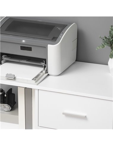 Vinsetto Mobile Filing Cabinet on Wheels, Printer Stand with Open Shelves and Drawers for A4 Documents, White 924-039V01WT