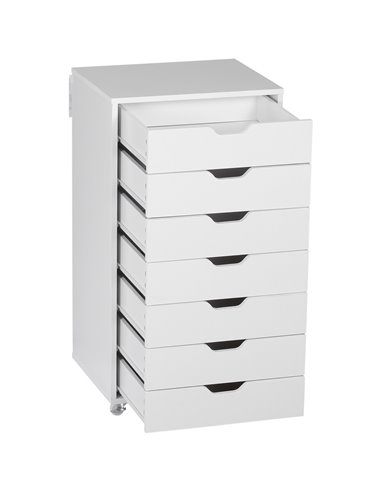 Vinsetto Vertical Filing Cabinet, 7-drawer File Cabinet, Mobile Office Cabinet on Wheels for Study, Home Office, White 924-045WT