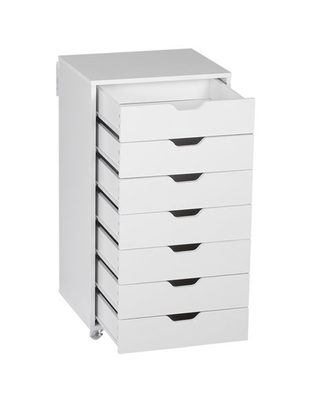 Vinsetto Vertical Filing Cabinet, 7-drawer File Cabinet, Mobile Office Cabinet on Wheels for Study, Home Office, White 924-045WT - pic 58433 | FastDaddyshop