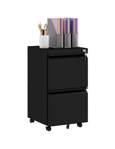 Vinsetto 2-Drawer Mobile Filing Cabinet on Wheels, Black 924-069V00BK