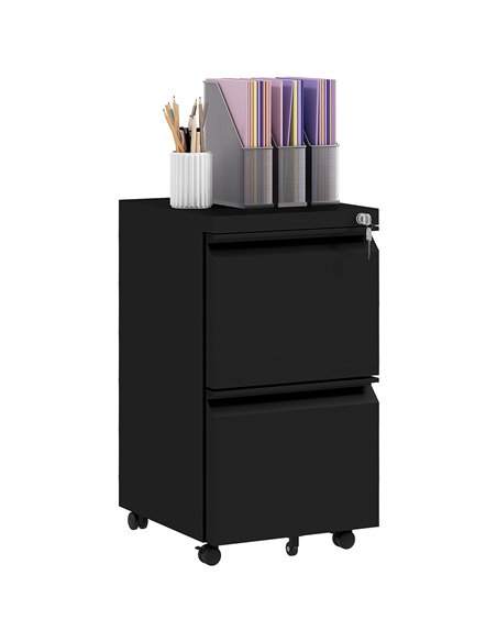 Vinsetto 2-Drawer Mobile Filing Cabinet on Wheels, Black 924-069V00BK - pic 58435 | FastDaddyshop