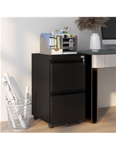 Vinsetto 2-Drawer Mobile Filing Cabinet on Wheels, Black 924-069V00BK 2