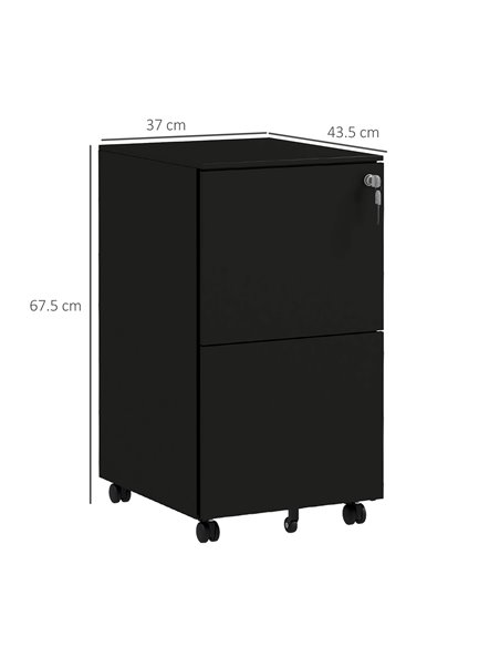 Vinsetto 2-Drawer Vertical Filing Cabinet with Lock, Steel Mobile File Cabinet with Adjustable Hanging Bar for A4, Legal and Let - pic 58455 | FastDaddyshop