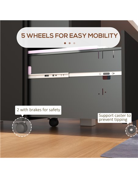 Vinsetto 2-Drawer Vertical Filing Cabinet with Lock, Steel Mobile File Cabinet with Adjustable Hanging Bar for A4, Legal and Let - pic 58459 | FastDaddyshop