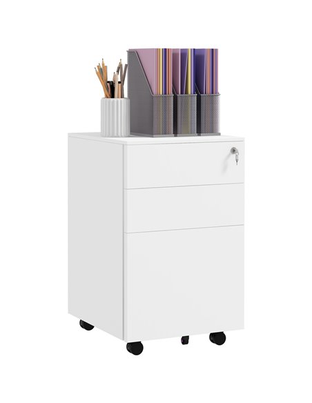 Vinsetto 3-Drawer Vertical Filing Cabinet, White 924-068V00WT - pic 58462 | FastDaddyshop
