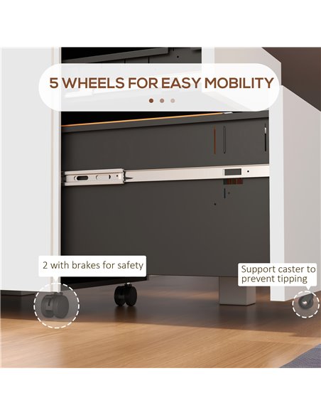Vinsetto 3-Drawer Vertical Filing Cabinet w/ Lock & Pencil Tray, Steel Mobile File Cabinet w/ Adjustable Hanging Bar for A4 & Le - pic 58468 | FastDaddyshop