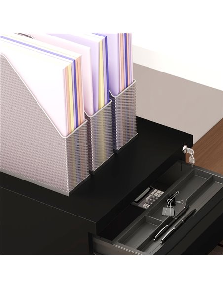 Vinsetto Steel Mobile File Cabinet, 3-Drawer, Lockable, Wheels, Pencil Tray, for A4/Legal, Black 924-067V00BK - pic 58497 | FastDaddyshop