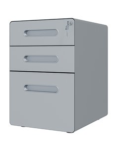 Vinsetto Lockable Cabinet, Rolling Filing Cabinet with 3 Drawers, Grey 924-007V00GY