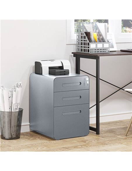 Vinsetto Lockable Cabinet, Rolling Filing Cabinet with 3 Drawers, Steel Office Drawer Unit for A4, Letter, Legal Sized Files 924 - pic 58499 | FastDaddyshop
