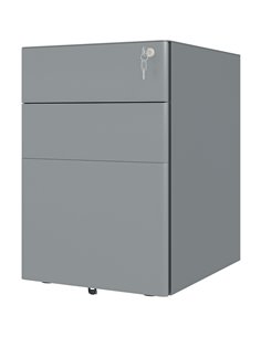 Vinsetto Lockable Cabinet, Rolling Filing Cabinet with 3 Drawers, Grey 924-006V00GY