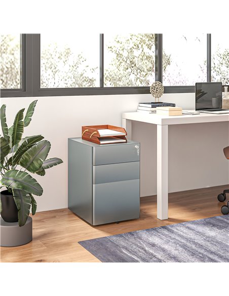 Vinsetto Lockable Cabinet, Rolling Filing Cabinet with 3 Drawers, Steel Office Drawer Unit for A4, Letter, Legal Sized Files 924 - pic 58508 | FastDaddyshop