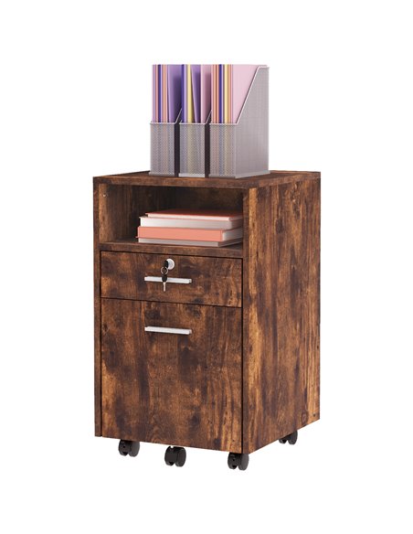 Vinsetto Lockable Filing Cabinet for Home Office, Rustic Brown 924-030V00RB - pic 58516 | FastDaddyshop