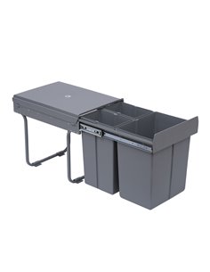 HOMCOM Kitchen Recycle Waste Bin Pull Out, Soft Close, Grey 851-002