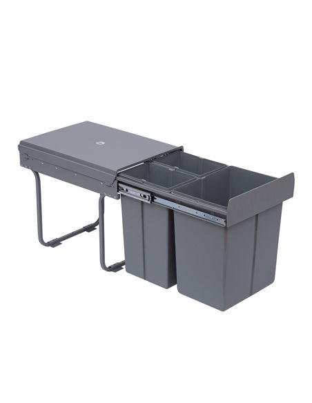 HOMCOM Kitchen Recycle Waste Bin Pull Out, Soft Close, Grey 851-002 - pic 58526 | FastDaddyshop