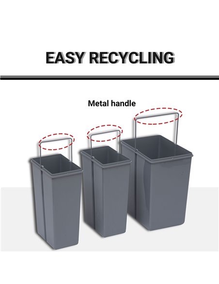 HOMCOM Kitchen Recycle Waste Bin Pull Out Soft Close Dustbin Recycling Cabinet Trash Can Grey (40L (1x20L+2x10L)) 851-002 - pic 58528 | FastDaddyshop