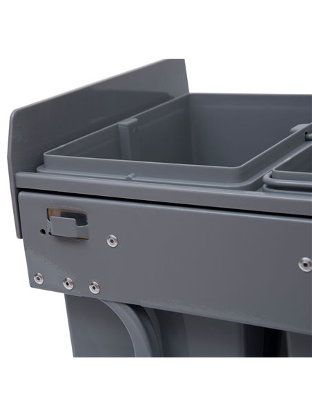 HOMCOM Kitchen Recycle Waste Bin Pull Out Soft Close Dustbin Recycling Cabinet Trash Can Grey (40L (1x20L+2x10L)) 851-002 - pic 58531 | FastDaddyshop
